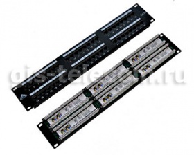����-������ 19", 2U, 48 ������ RJ45, ��������� 5e, �rone/110 (dual) IDC